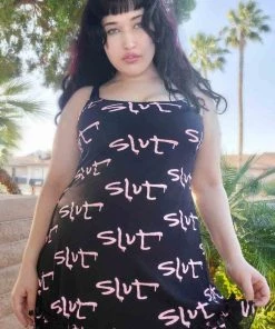 Lip Service Pink SLUT Print Mesh Dress NEW! 20 Lip Service Pink SLUT Print Mesh Dress NEW!