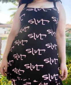 Lip Service Pink SLUT Print Mesh Dress NEW! 21 Lip Service Pink SLUT Print Mesh Dress NEW!