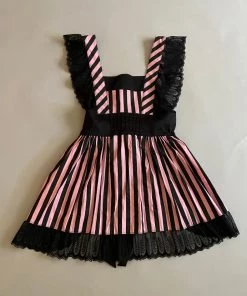 Archive Vintage Lip Service Blacklist Black And Pink Striped Apron