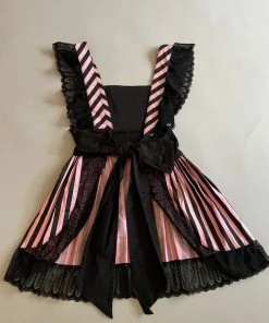 Archive Vintage Lip Service Blacklist Black And Pink Striped Apron