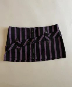 Archive Vintage Lip Service Black And Purple Striped Micro Mini