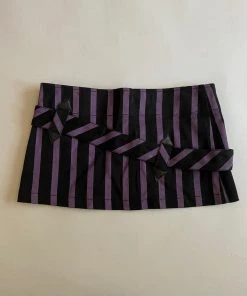 Archive Vintage Lip Service Black And Purple Striped Micro Mini
