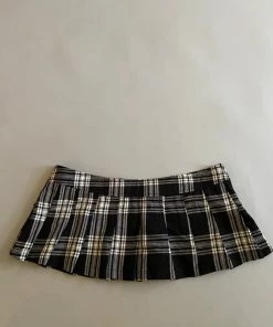 Vintage Lip Service Black And White Plaid Micro Mini
