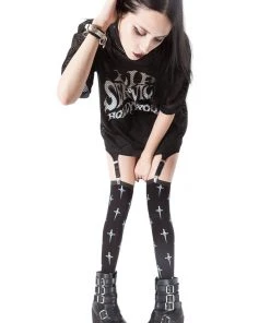 Lip Service Women Dagger Print Thigh High Socks