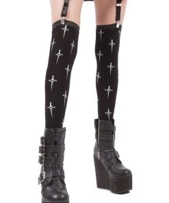 Lip Service Women Dagger Print Thigh High Socks