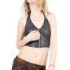 Lip Service Archive Vintage Vegi Leather Zip Halter Top