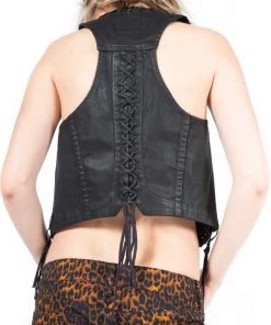 Lip Service Vintage Waxed Denim Lace Up Vest