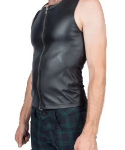 Lip Service Vintage Zip Front Mesh Back Top