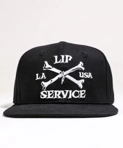 Lip Service Cross Bones Snapback Baseball Hat B/W Men