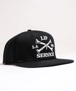 Lip Service Cross Bones Snapback Baseball Hat B/W Men