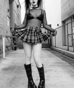 Lip Service NEW! World's End Pleated Mini Skirt In Black Plaid