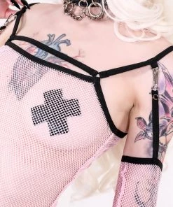 Lip Service Transformer Fishnet Top Pink