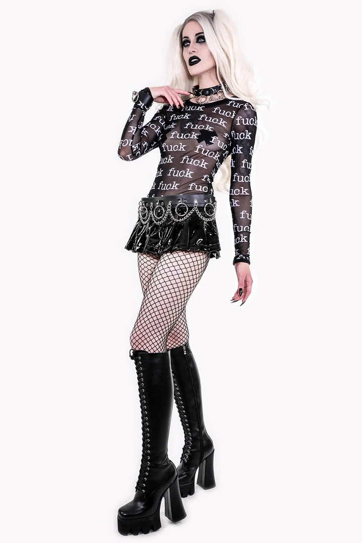 Lip Service FUCK Print Sheer Mesh Long Sleeve Top 5 Lip Service FUCK Print Sheer Mesh Long Sleeve Top