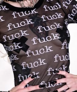 Lip Service FUCK Print Sheer Mesh Long Sleeve Top 13 Lip Service FUCK Print Sheer Mesh Long Sleeve Top