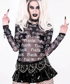Lip Service FUCK Print Sheer Mesh Long Sleeve Top 14 Lip Service FUCK Print Sheer Mesh Long Sleeve Top