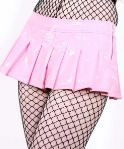 Lip Service NEW! Pink Vinyl Pleated Micro Mini Skirt