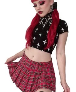 Lip Service NEW! World's End Pleated Mini Skirt Red 11 Lip Service NEW! World's End Pleated Mini Skirt Red