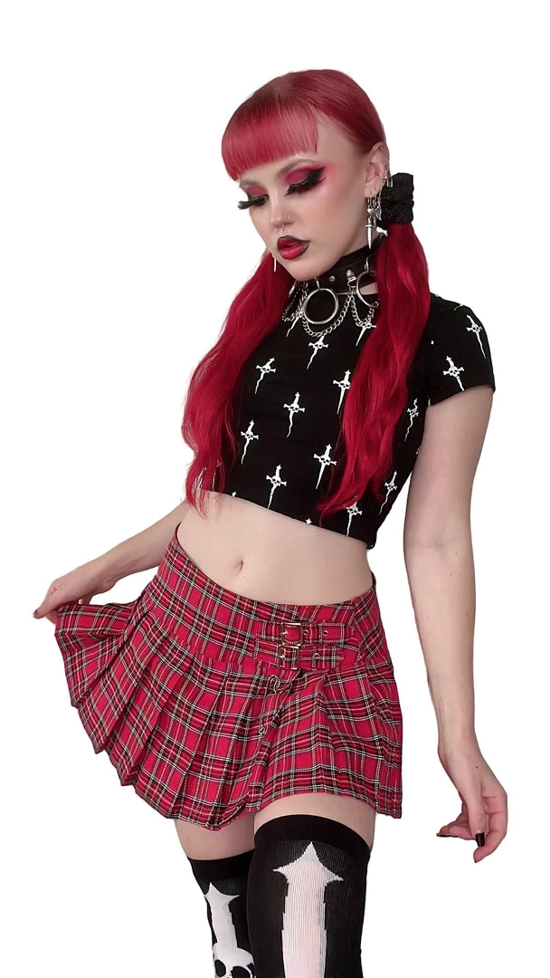 Lip Service NEW! World's End Pleated Mini Skirt Red 5 Lip Service NEW! World's End Pleated Mini Skirt Red