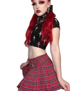 Lip Service NEW! World's End Pleated Mini Skirt Red