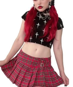 Lip Service NEW! World's End Pleated Mini Skirt Red 9 Lip Service NEW! World's End Pleated Mini Skirt Red