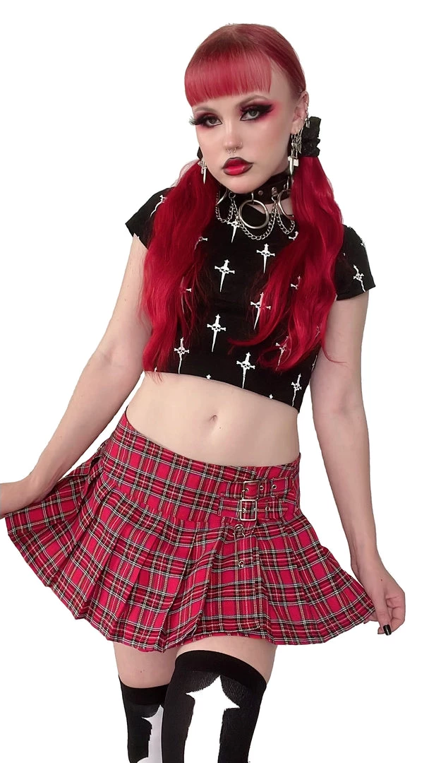 Lip Service NEW! World's End Pleated Mini Skirt Red 3 Lip Service NEW! World's End Pleated Mini Skirt Red