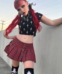 Lip Service NEW! World's End Pleated Mini Skirt Red 13 Lip Service NEW! World's End Pleated Mini Skirt Red