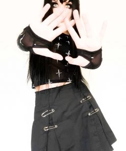 Lip Service NEW! Hot Mesh Sheer Logo Print Long Sleeve Top